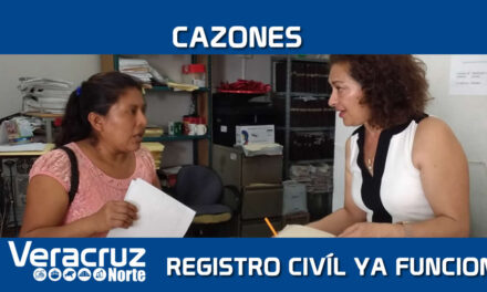 CAZONES: Reanudan actividades en el registro civil