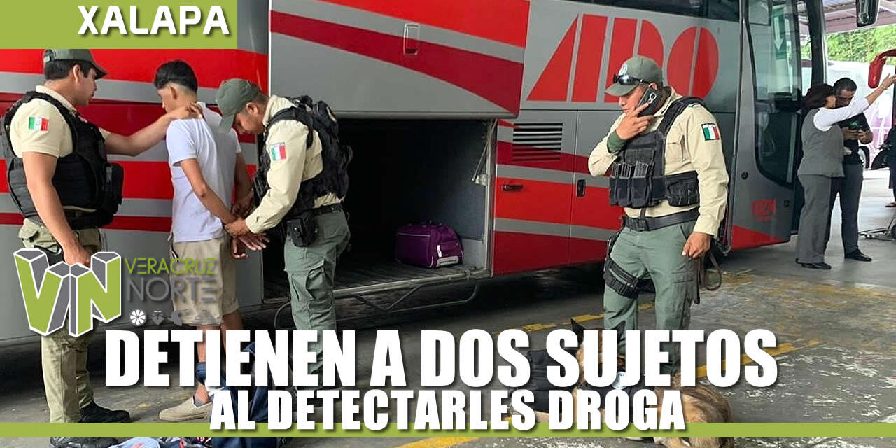 DETIENEN A DOS SUJETOS AL DETECTARLES DROGA