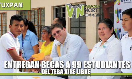 ENTREGAN BECAS DE ESTUDIO A 99 ALUMNOS DEL TEBA AIRE LIBRE