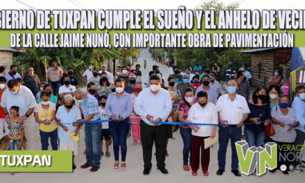 GOBIERNO DE TUXPAN CUMPLE EL SUEÑO Y EL ANHELO DE VECINOS DE LA CALLE JAIME NUNÓ, CON IMPORTANTE OBRA DE PAVIMENTACIÓN