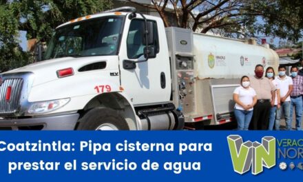 Coatzintla: Pipa cisterna para prestar el servicio de agua