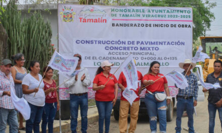 Tamalín: banderazo de inicio de una nueva obra de pavimentación de concreto mixto